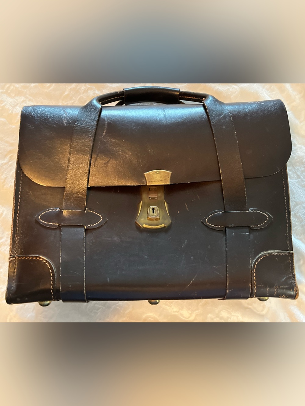Vintage 40's-60's military leather briefcase (aka pilot/officers briefcase)